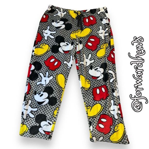 Disney Grey and Black Mickey Mouse Fleece Pajama Pants 2XL - Picture 3 of 7